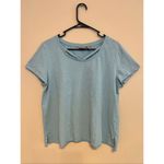 Chico's  Pale Aquamarine Blue Slub Knit Strappy Neckline Tee Size 2 / Large Photo 2