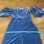 Anthropologie The Femme Velvet Jumpsuit Blue Romper wide leg Party Holidays Sz 6 Photo 12