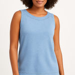 Chico's  Blue Knit Sleeveless Tank Top Women's Size 1 (M) Top‎ Decorative Details Photo 0