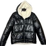 Anthropologie x NVLT Black & Ivory Reversible Teddy Sherpa Lined Puffer Medium Photo 1