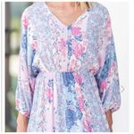 The Mint Julep Midi Dress Womens Medium Lavender Purple Floral Half Sleeve Photo 3