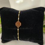 18k Gold Stainless Steel Dainty Clover Love Chain Bracelet Photo 0