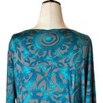 Clara Sun Woo Dress Womens Medium Teal Jersey Knit Faux Wrap Draped Sheath Blue Photo 3