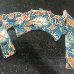 Pioggia di Mare Floral Long Sleeve Crop Top Swim Sz L Artsy comfy Green Size L Photo 0