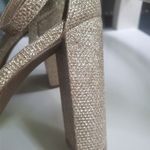 Dream Paris Elegant Gold Block Heel Sandals Size 7.5 Womens Strappy 3 Inch Heels Photo 2