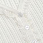 Cider Size Small  Solid Rib Knitted Lace Trim Ivory Cardigan Good Condition Photo 3