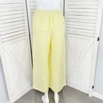 Loft Fluid Linen Blend Striped Wide Leg Crop Pants Yellow White Small Lined Photo 5