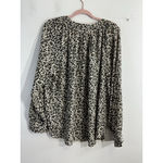Ann Taylor womans loft Blouse long Sleeve XL Leopard Print Button Up Collarless Photo 2