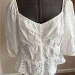 A New Day  White Puff Sleeve Peplum Blouse Size XL Photo 0