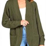 Pink Rose Olive Green Women's Open Front Cardigan. Size-Small Photo 1