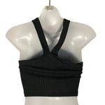 SheIn Black Ribbed Twisted Halter Crop Tank Top S Photo 2