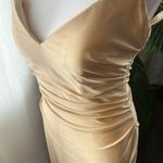 La Femme Cross Back Satin Jersey Trumpet Gown, Nude, Size 6, $268 Photo 6