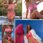 Zaful NWT  Pink Metal‎ Ring Accent Bandeau Side Tie Bikini Set - XS Photo 4