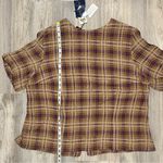 Charter Club NWT Vintage  Short Sleeve Top Plaid 100% Silk Button Back Size 18 Photo 2