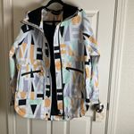 Free People Singing In The Rain Jacket Womens small Pastel Hooded Packable Multiple Photo 1