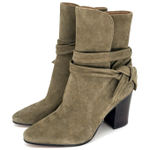 Banana Republic  Womens Sz 7 Canton Olive Green Suede Tie Ankle Boots Block Heel Photo 0