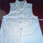 Free People Vest Women’s Medium Button Down Fringe Boho Natural Top Linen tunic Photo 1