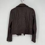 Weekend Max Mara Womens Leather Moto Jacket Burgundy Asymmetrical Zip Moto Style Brown Size 6 Photo 10