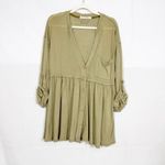 Free People  X We The Free Jolin Linen Cotton Tunic Blouse Top Hot Spring Green Photo 1