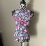 Tzu Tzu Womens Golf Top Athletic Colorful Medallion Print Purple Xsmall 1/4 Zip Size XS Photo 2