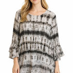 Bryn Walker  Blouse Women's Size Small Linen Tie Dye oversized Black White Photo 0