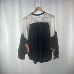 Free People We The Free Friday Fever Mixed Media Top in Black Size Small Photo 3