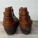 ALDO  Kubasek Brown Faux Leather Three Gold Buckle Ankle Boots 7.5 Photo 2