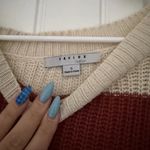 FAVLUX  Cream and Brown Striped Sweater Photo 1