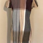 ZARA Patchwork Plaid Cotton Short Sleeve Shirt Dress Photo 4