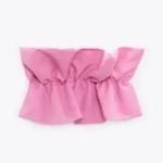 ZARA Pink Ruffle Strapless Tube Top NWT Photo 1