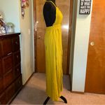New Mission yellow backless halter dress size S crinkle cotton multiple slits Photo 1
