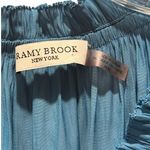 Ramy Brook  blue split neck women's ruffle cap sleeve smocked top blue size M Photo 4