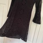 Free People  Rosalind Crochet Open Knit Bell Sleeve Mini Dress Black Sz XS Boho Photo 9