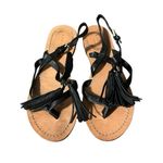 Kate Spade  Clorinda Flat Pebbled Black‎ Leather Tassel Sandal Size 6M Photo 0