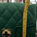 Vegan Quilted Textured Flap Crossbody Bag Green Photo 13
