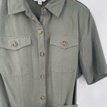 Miss Selfridge  DENIM Dress Size 10 Khaki Army Green Button Down Belt Mini Shirt Photo 7