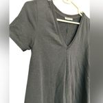 ZARA  Solid Black V-neck Short Sleeve Unhemmed Pullover Shirt Dress Photo 2