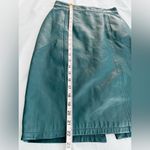 VTG Women's Sz: 8 Aqua Blue Split Hem Leather Pencil Skirt. Snap & Zip Closure. Photo 3