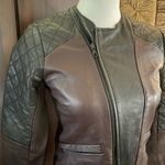joe's jeans Joe’s Jeans Two-Tone Motorcycle Leather Jacket size small Photo 2