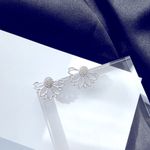 Boutique Silver‎ Lotus Flower Jacket Stud Earrings Photo 6