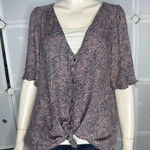 Hinge  V-Neck Button Down Flowy Sleeve Blouse Size Medium Photo 0