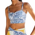 Free People NWT Movement Double Take Printed Blue Crop Top in Floral Combo M Photo 0