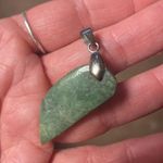 Vintage Pea Pod (looking) Sterling Silver Jade Pendent Green Photo 7