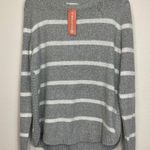 Staccato Striped Gray White Chenille Knit Sweater Pullover Top Women's XL Photo 0