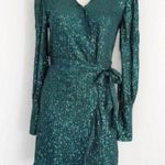 AQUA Belted Sequin Mini Dress GREEN emerald SMALL Formal Cocktail Photo 1