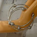 Silver Bracelets with Silver Beads and Elastic Bands Photo 0