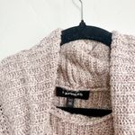 EXPRESS  | Y2K Extreme Circle Hem Cowl Neck Ribbed Knit Cozy Sweater, Blush Beige Photo 4