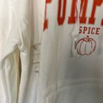 Boutique Women’s White Pumpkin Spice Distressed Hoodie Sweater size Large Photo 6