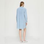 NWT Lafayette 148 Lightweight Denim Patch Pocket Popover Dress | M Blue Size M Photo 2