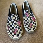 Vans Women’s Size 7 Black and White Checkered Floral Slip On Photo 5